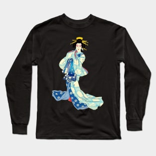 Geisha in Kabuki performance - Ukiyo-e Japanese Woodblock Print Long Sleeve T-Shirt